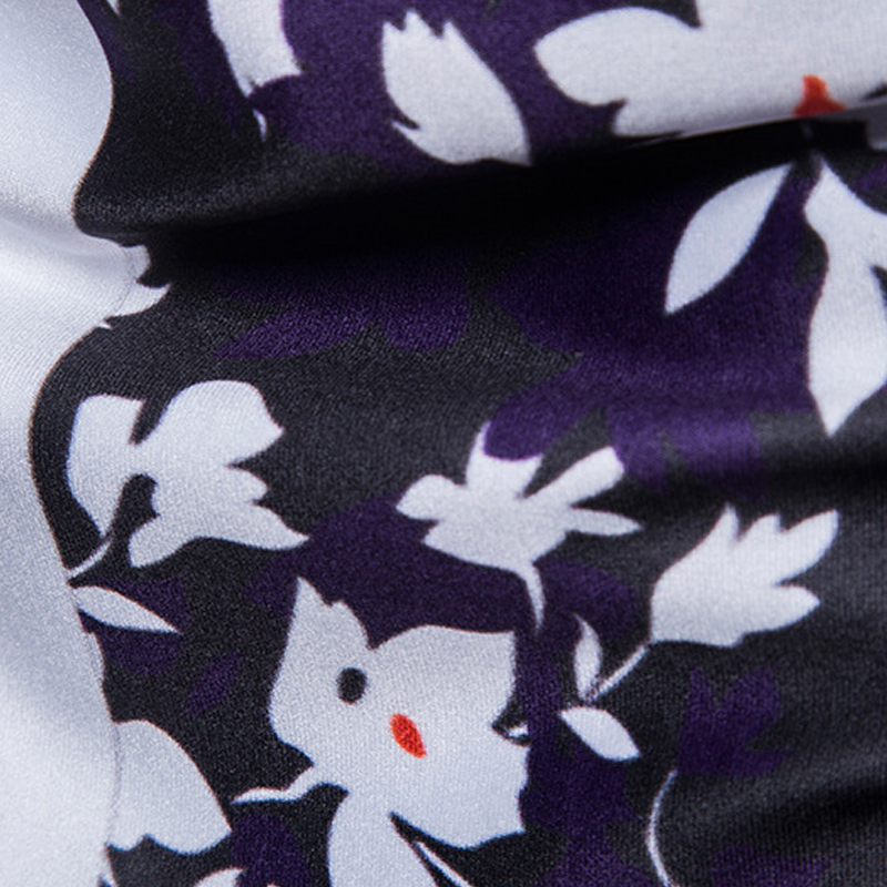 White Blue Floral Colorblock Printed T Shirt